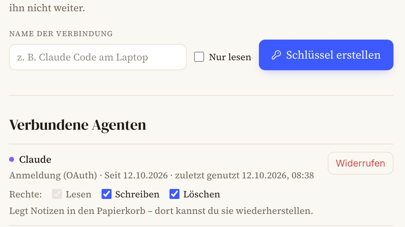 Permissions of a connection in WhyVault: read, write and delete
